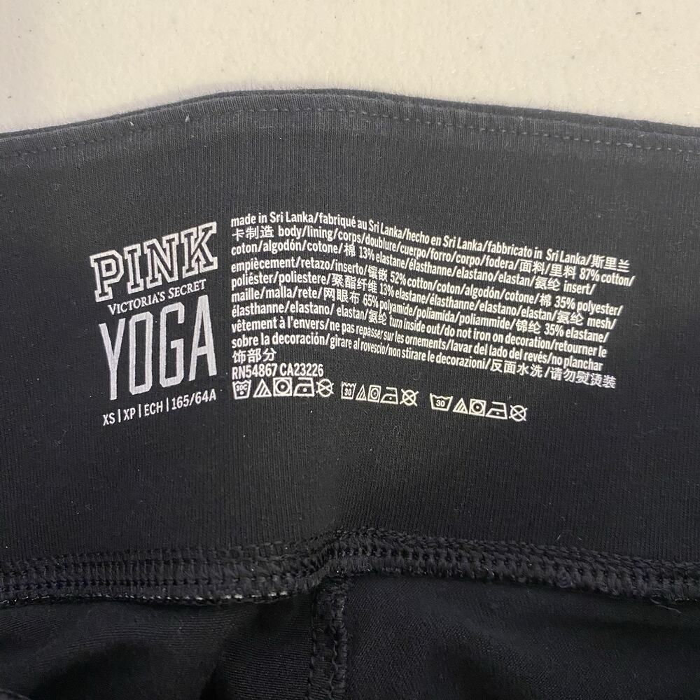 Victoria’s Secret PINK Y2K Yoga Pants Black Gray Mesh XS Logo Lounge Athleisure - Picture 3 of 9